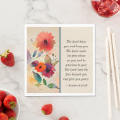 Serviette En Papier Numéros 6 24-26 Lord Vous Bénit Floral Aquarelle (En situation)