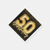 Serviette En Papier Numéros de ballon noir et or 50e fête d'anniversai (Coin)