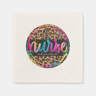 Serviette En Papier "Nurse - Love, Inspire, Heal" en couleur arc-en-ci
