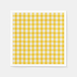 Serviette En Papier Nursery Gingham Jaune Doré Maison de Campagne