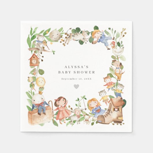 Serviette En Papier Nursery Rhymes Baby Shower Party Paper Napkins (Devant)