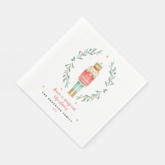 Serviette En Papier Nutcracker aquarelle botanique mignon Pos de Noël (Coin)