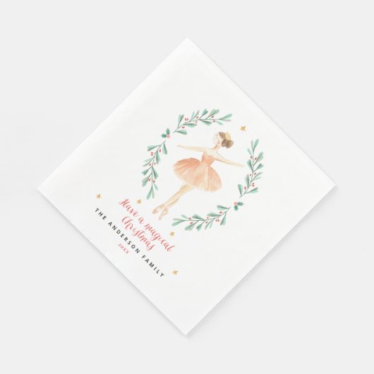 Serviette En Papier Nutcracker aquarelle botanique mignon Pos de Noël (Coin)