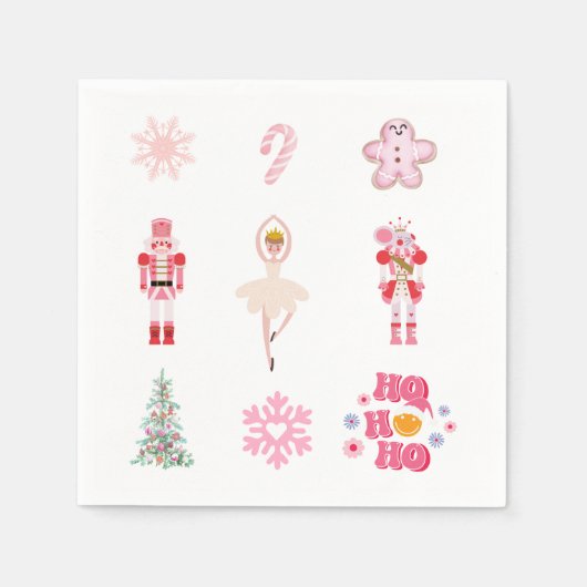 Serviette En Papier Nutcracker Ballet rose Noël (Devant)