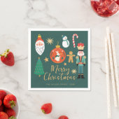 Serviette En Papier Nutcracker de Noël Père Noël Cookie (En situation)
