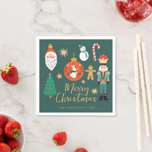 Serviette En Papier Nutcracker de Noël Père Noël Cookie (En situation)
