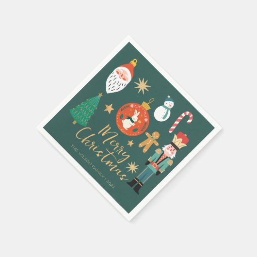 Serviette En Papier Nutcracker de Noël Père Noël Cookie (Coin)