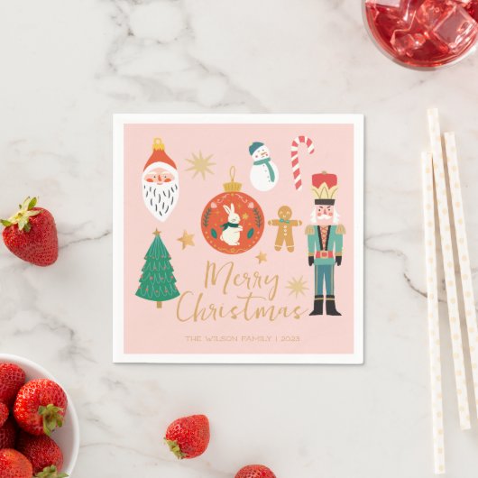 Serviette En Papier Nutcracker de Noël Père Noël Cookie (En situation)