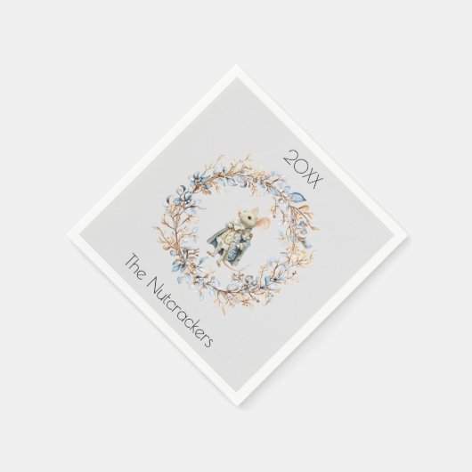 Serviette En Papier Nutcracker de Noël Souris King Aquarelle (Coin)