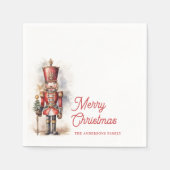 Serviette En Papier Nutcracker Joyeux Noël Nom personnalisé (Devant)