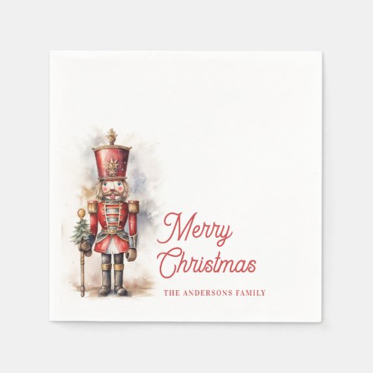 Serviette En Papier Nutcracker Joyeux Noël Nom personnalisé (Devant)