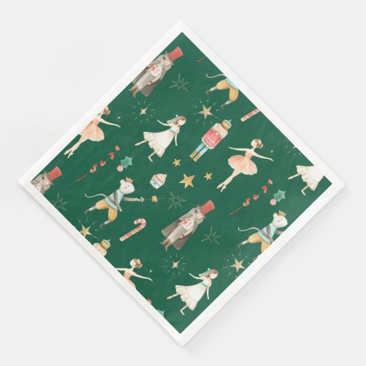 Serviette En Papier Nutcracker Noël Holiday Forest Green (Coin)