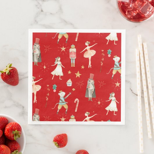 Serviette En Papier Nutcracker Noël Rouge (En situation)