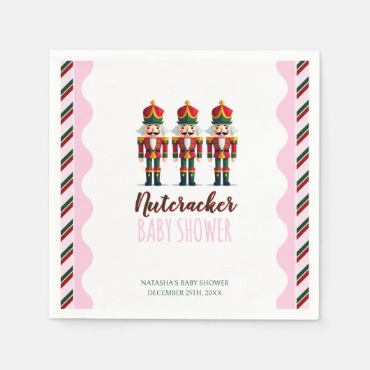 Serviette En Papier Nutcracker rose fille Baby shower de Noël (Devant)