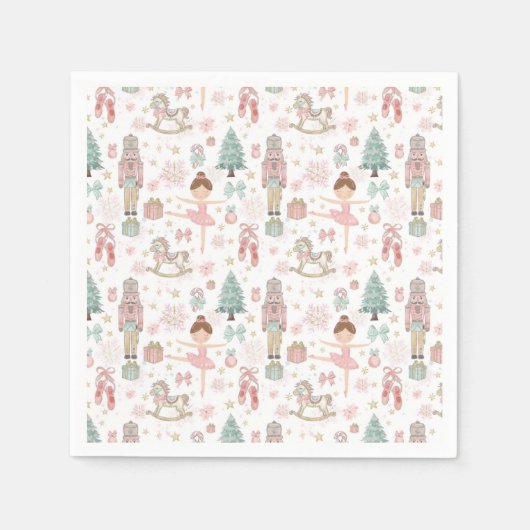 Serviette En Papier Nutcracker rose Noël Ballet 1er anniversaire (Devant)