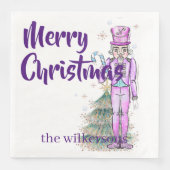 Serviette En Papier Nutcracker Thème personnalisé Nom pourpre Noël (Devant)