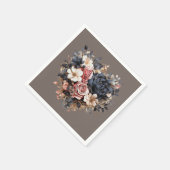 Serviette En Papier Nutshell Brown Marine White Rose Douche (Coin)