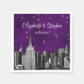 Serviette En Papier NYC ESB Skyline Etted Purple Starry Mariage (Devant)