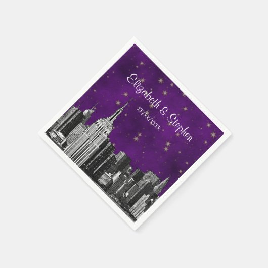 Serviette En Papier NYC ESB Skyline Etted Purple Starry Mariage (Coin)