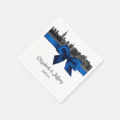 Serviette En Papier NYC large Skyline Etted BW Royal Blue Mariage (Coin)