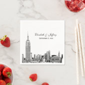 Serviette En Papier NYC Skyline 01 Etchd do-it-yourself BG Mariage cou (En situation)