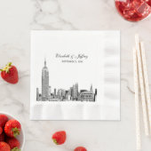 Serviette En Papier NYC Skyline 01 Etchd do-it-yourself BG Mariage cou (En situation)