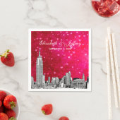 Serviette En Papier NYC Skyline 01 Etchd Hot Pink Red Hrt (En situation)