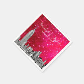 Serviette En Papier NYC Skyline 01 Etchd Hot Pink Red Hrt (Coin)