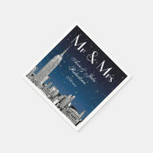 Serviette En Papier NYC Skyline bleu étoilé Mariage no 2 (Coin)