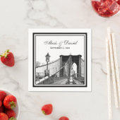 Serviette En Papier NYC Skyline Brooklyn Bridge #2 SQ Mariage (En situation)
