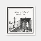 Serviette En Papier NYC Skyline Brooklyn Bridge #2 SQ Mariage (Devant)