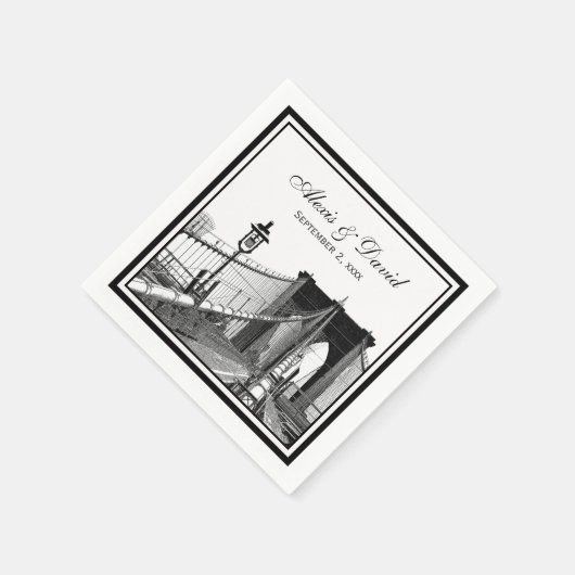 Serviette En Papier NYC Skyline Brooklyn Bridge #2 SQ Mariage (Coin)