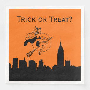 Serviette En Papier NYC Skyline Silhouette Halloween Cheeky Witch