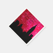Serviette En Papier NYC Skyline Silhouette Hot Rose Red Heart (Coin)