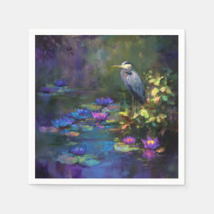 Serviette En Papier Nymphéa enchanté de l'étang aquarelle nature