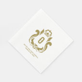 Serviette En Papier O Couronne d'Or Initiale (Coin)