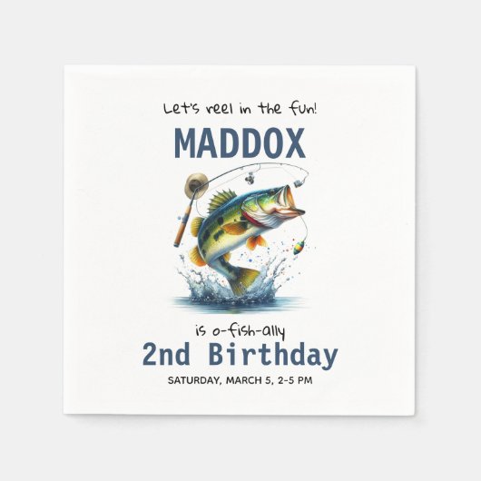 Serviette En Papier O-Fish-Ally Deux pêcheurs 2e anniversaire (Devant)