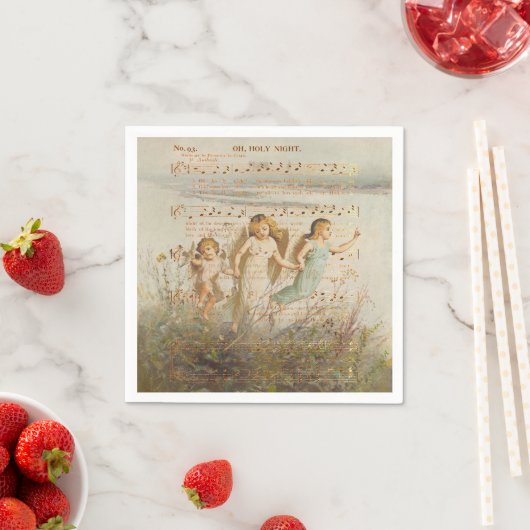 Serviette En Papier O Nuit Sainte avec Angles Papier Napkin (En situation)