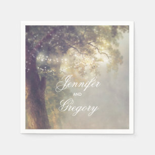 Serviette En Papier Oak Tree and String Lights Rustic Garden Wedding