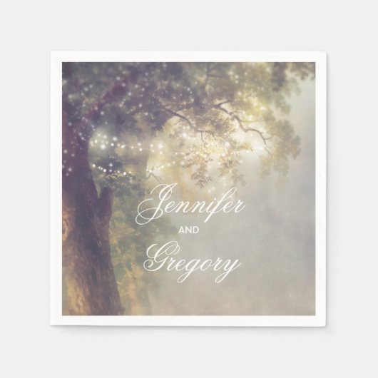 Serviette En Papier Oak Tree and String Lights Rustic Garden Wedding (Devant)