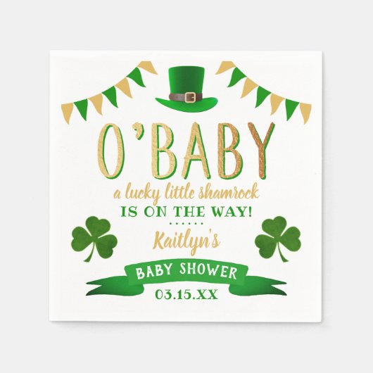 Serviette En Papier O'Baby St. Patrick's Day Baby shower (Devant)