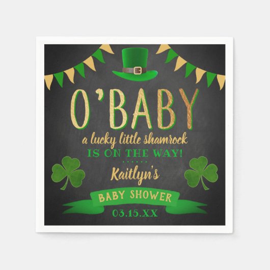 Serviette En Papier O'Baby St. Patrick's Day Baby shower (Devant)