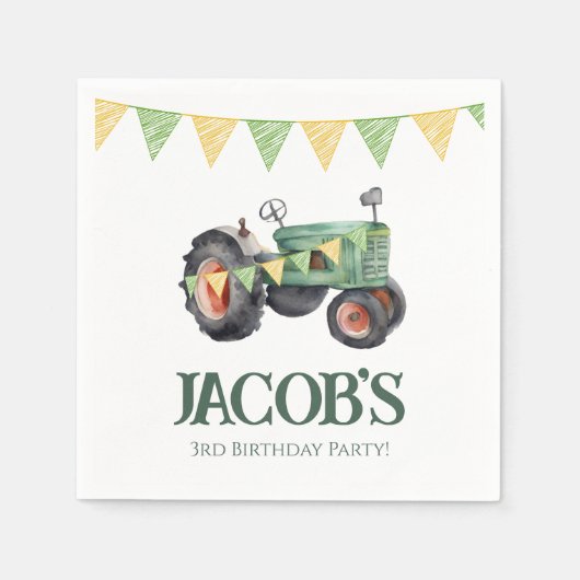 Serviette En Papier Obtenez votre tracteur 3ème anniversaire (Devant)