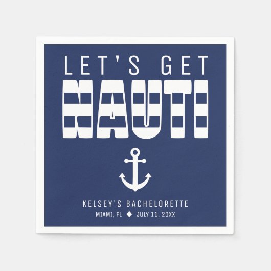 Serviette En Papier Obtenons Nauti Blue Bachelorette Party (Devant)