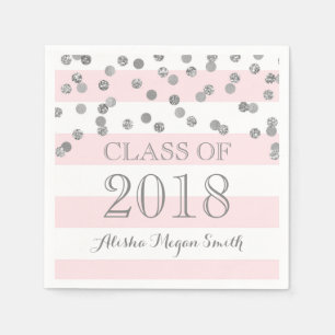 Serviette En Papier Obtention du diplôme 2018 argentée de confettis 