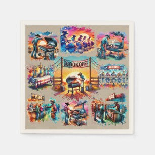 Serviette En Papier Occidental Cowboy BBQ Scènes de Cookoff 1