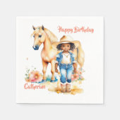 Serviette En Papier Occidentale Cowgirl and Horse Personnalisé Anniver (Devant)