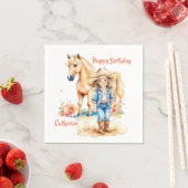 Serviette En Papier Occidentale Cowgirl and Horse Personnalisé Anniver (En situation)