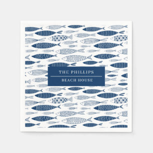 Serviette En Papier Ocean Beach Motif de poissons nautiques