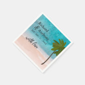 Serviette En Papier Ocean Beach Palm Tree Mariage (Coin)